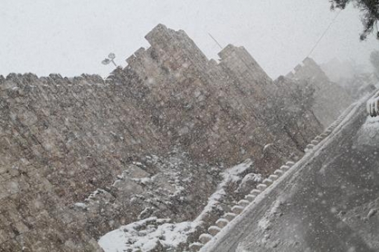Fresh snow cover, at winter in Palestine