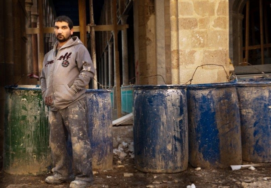 Palestinian Worker at Construction Site