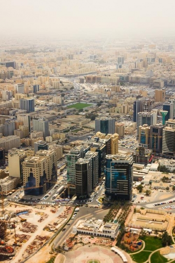 aerial view of the city of doha,the capital city of qatar