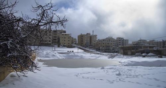 Amman city covered by snow