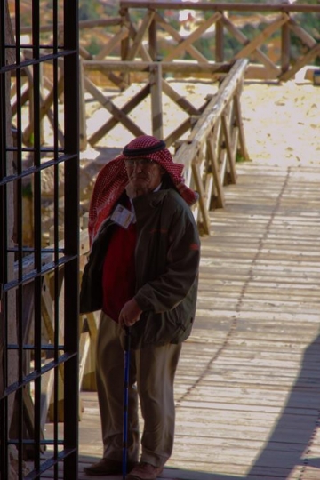 Inside of Ajloun fortress.  Jordanian old man