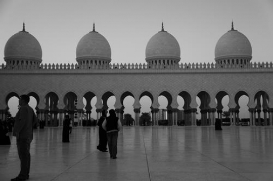 black and white yard in a mosque