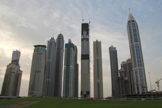 Dubai Towrs scene in middle Ea