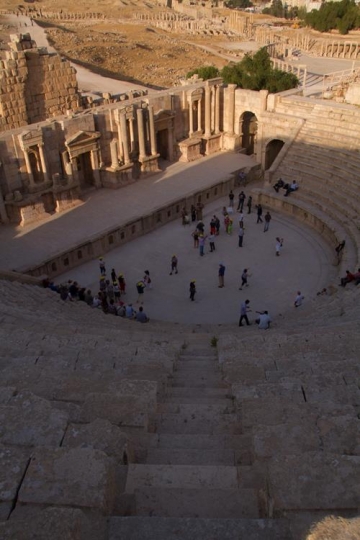 the large south theater in antique town jerash in Jordan