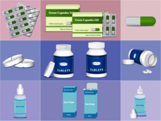 packing for tablet with pill bottle and eye drops bottle
