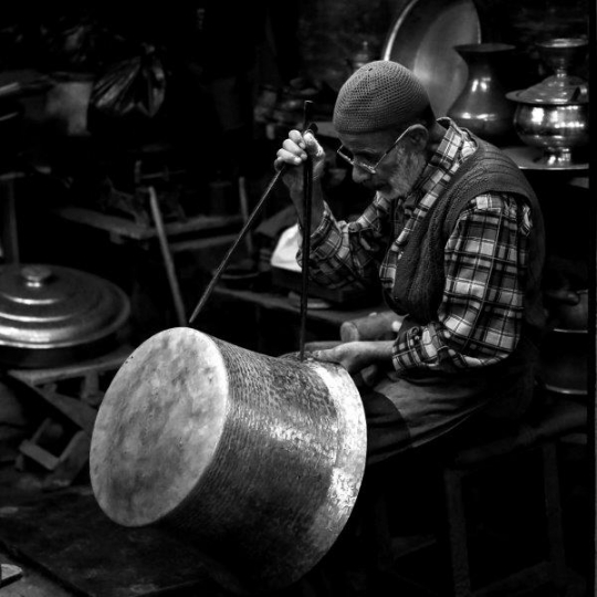 Oldman Working on Copper Pots in Sanliurfa Turkey