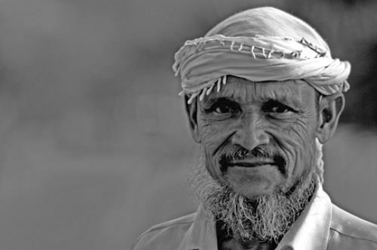 close up of an old man with tarpan