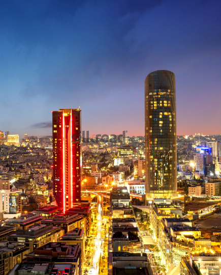 Abdali Boulevard - Modern Skyline of Amman at Dusk