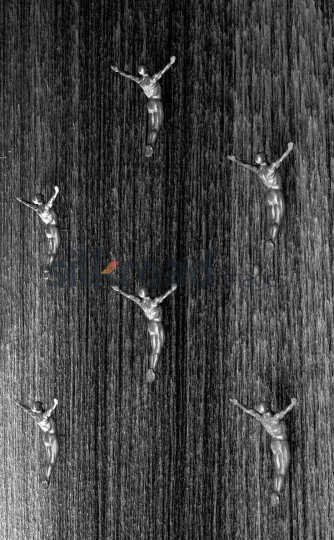 Artistic Black and White Sculpture of Men in Motion