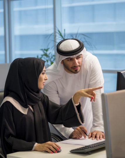 Businessman and Business woman working together at the office|