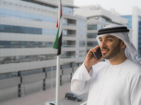 Arab man having a business call