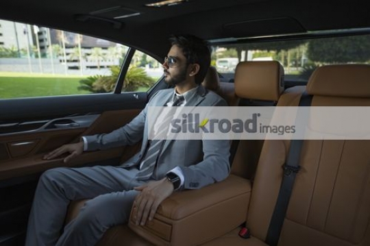 Businessman sitting in a luxury car|