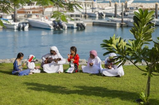 Family and Friends sitting on the grass celebrating national day|-