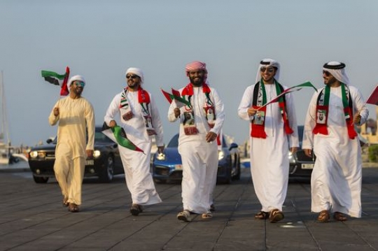 Emirati men representing their country during a National Day Parade|-