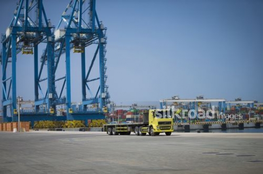 Truck parked at Port|-