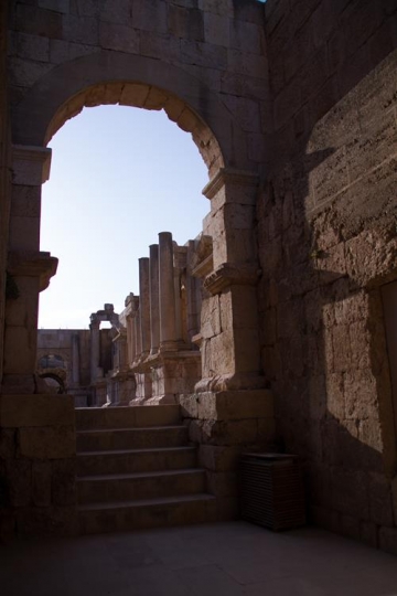 stage of the theater in the ancient roman city of jerash,Jordan