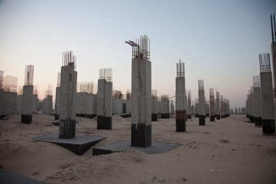 poles at a construction site