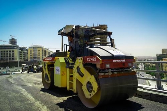 closeup of a road roller