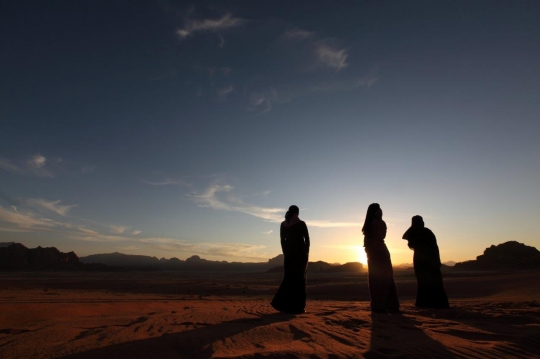 Beduin Women Silhouette In the Disi Desert