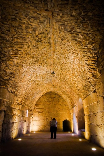 Inside of Ajloun fortress. Arab and crusaders fort. Jordan. 