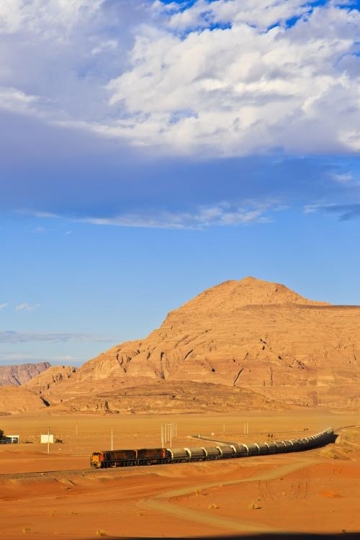 train on railway in the desert