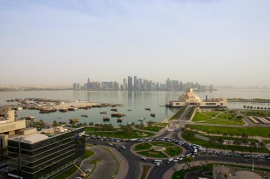 aerial view of the city of doha,the capital city of Qatar