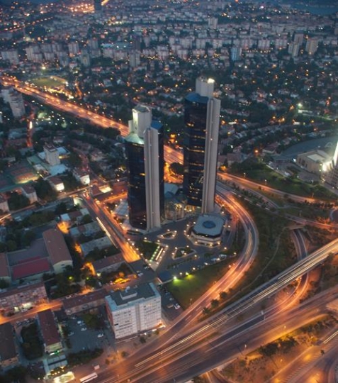 an aerial view of istanbul,turkey at night