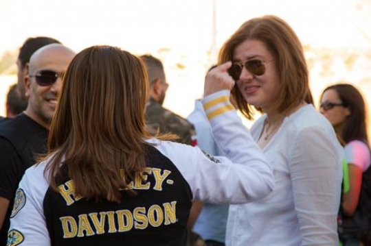 two women have a conversation