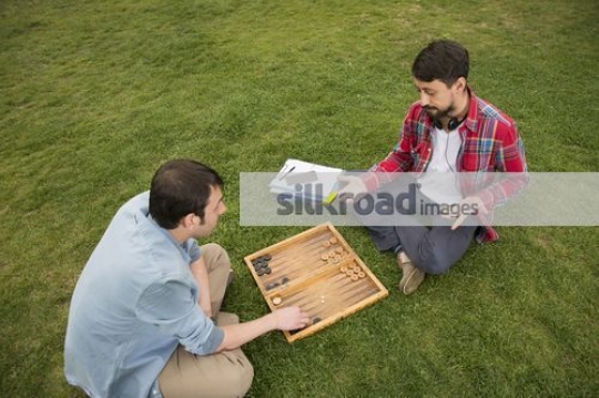 Two friends playing a game