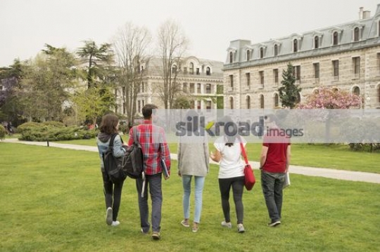 University Students walking together|