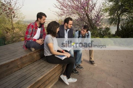 Professor talking to the students|