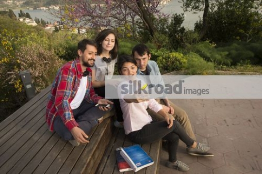 University students taking a selfie together|