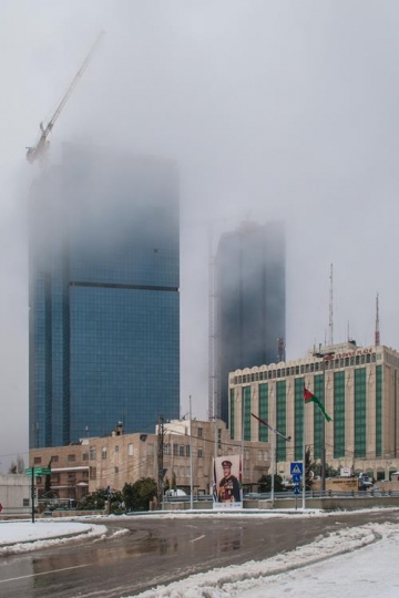 the view of jordan gate towers in winter