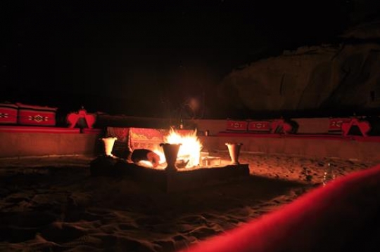 fire in a camp at night