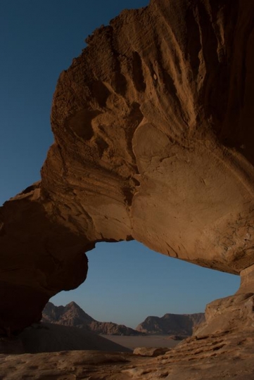 sandstone bridge rock in wadi rum desert,Jordan