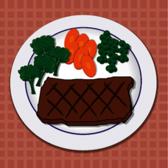 vegetarian dish with a peace of steak