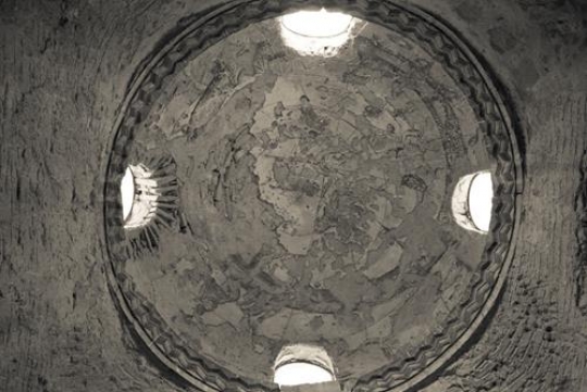 amras castle fresco painting on dome,jordan