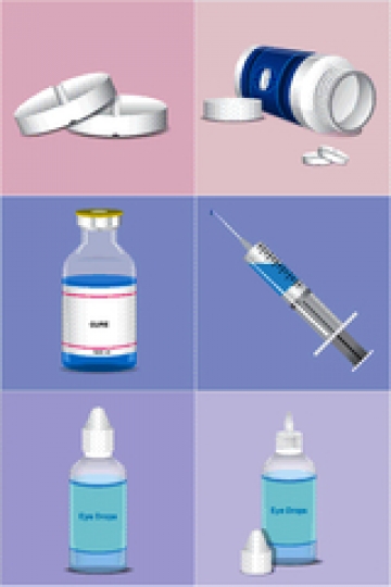 -medical ampoules,syringe,pill bottle and eye dorps