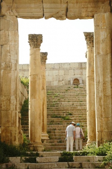 tourists in an ancient site