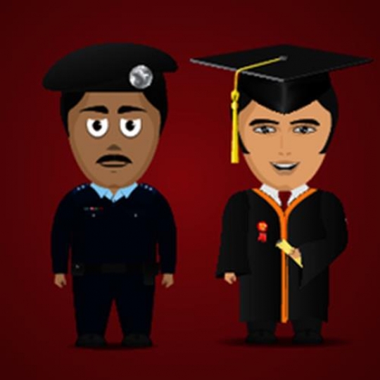 graduate student and policeman
