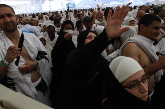 Inside the tent in Mina 