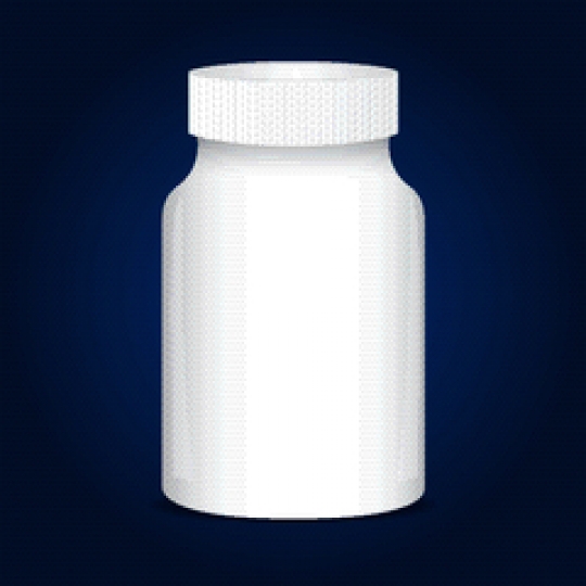 white bottle for pills isolated on blue background