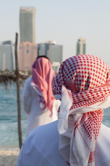 people facing the sea looking at the city
