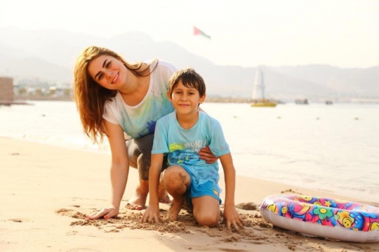 Mom and Son by the Beach