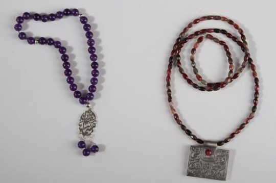 colorful beads necklace with a purple islamic rosary