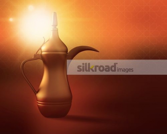 Arabic Coffee on a sunset background
