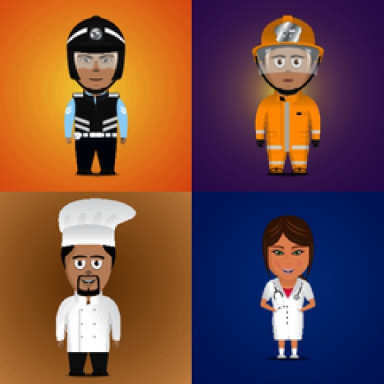 traffic cop, firefighter,chef and a doctor