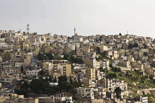 an aerial view of amman downto