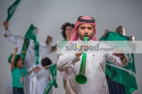 Family celebrating their country