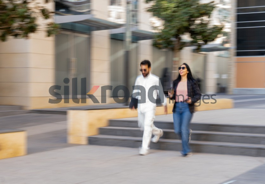 Dynamic Motion of Professionals Walking in Al Abdali Boulevard, Amman